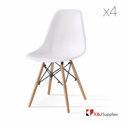 REPLICA EAMES DSW EIFFEL DINING CHAIR WHITE NATURAL BEECH WOOD 4 PACK