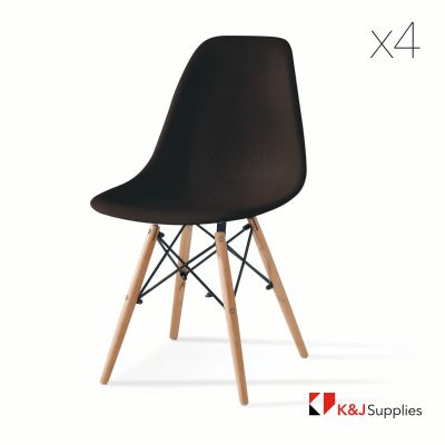 REPLICA EAMES DSW EIFFEL DINING CHAIR BLACK NATURAL BEECH WOOD 4 PACK