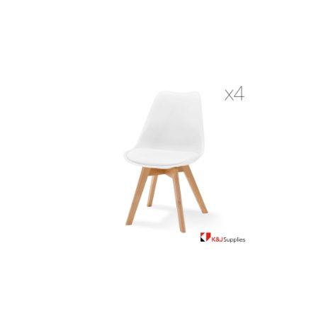 VIVA CHAIR WHITE NATURAL BEECH WOOD 4 PACK