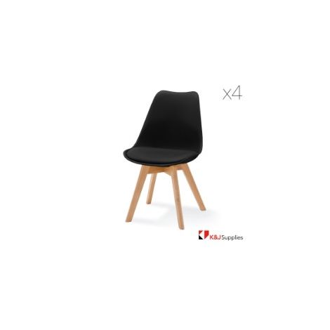 VIVA CHAIR BLACK NATURAL BEECH WOOD 4 PACK
