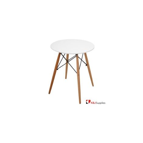 REPLICA EAMES DSW EIFFEL DINING TABLE ROUND WHITE NATURAL BEECH WOOD 80 x 72CM